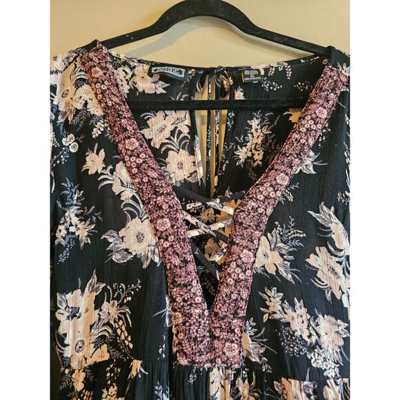 Angie VTG Romper Pockets Women's L Boho Hippie floral print Print - Picture 2 of 5